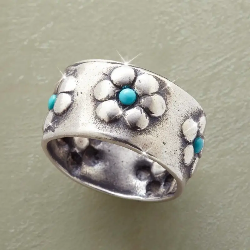 Sunflower Blue Stone Silver Ring