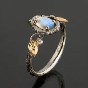 Moonstone Branch Fine Ring
