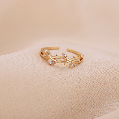 Olive Vine Leaf Stacking Ring