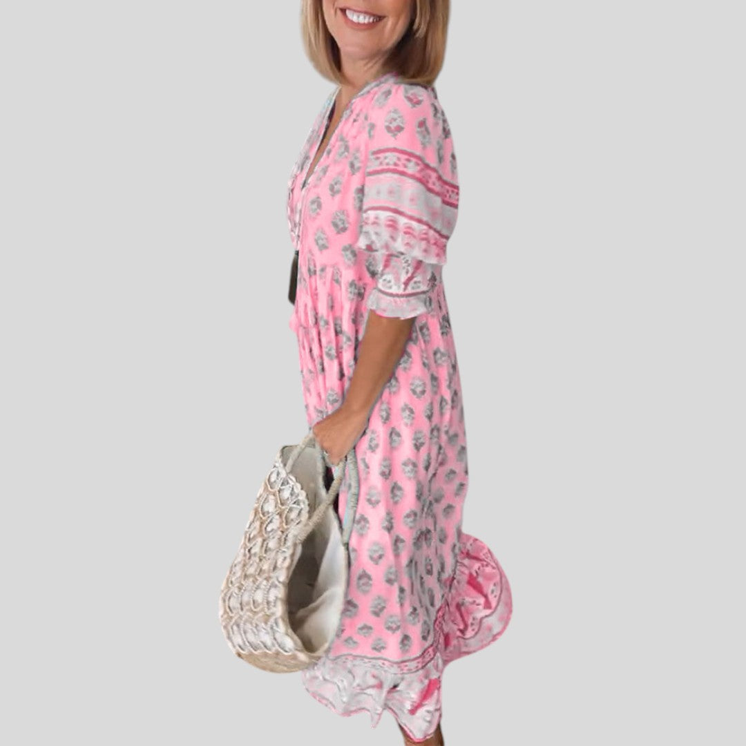 Jasmine | Relaxed Lantern Sleeve Boho Maxi Dress