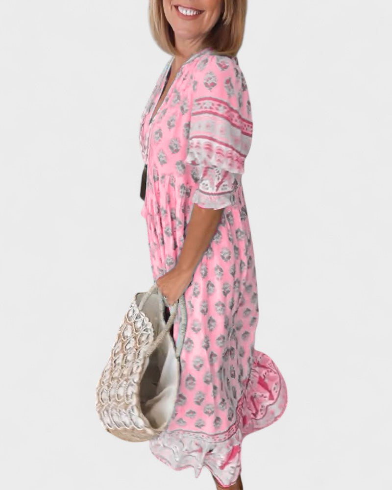 Lani | Bohemian-Button Midi Dress