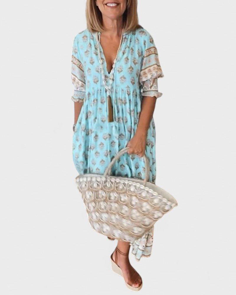 Lani | Bohemian-Button Midi Dress