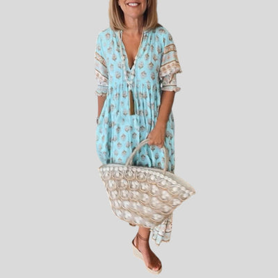 Jasmine | Relaxed Lantern Sleeve Boho Maxi Dress