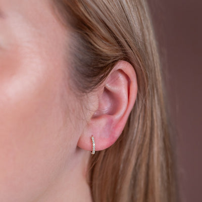 Moissanite Huggie Earrings | Gold 18k