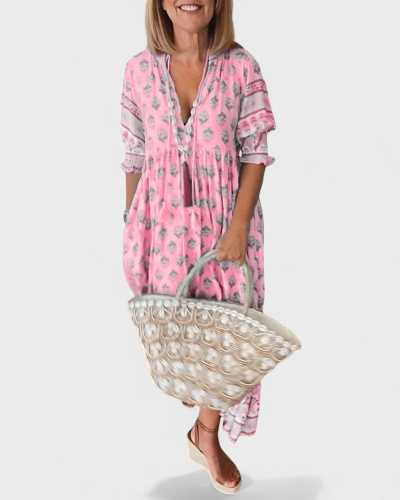 Lani | Bohemian-Button Midi Dress