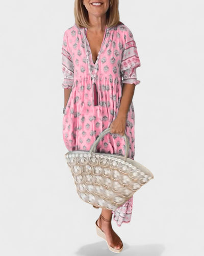 Lani | Bohemian-Button Midi Dress