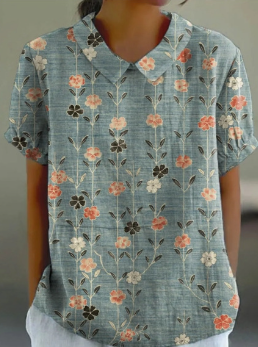 Rosa™ | Floral Short Sleeve Cotton Blouse