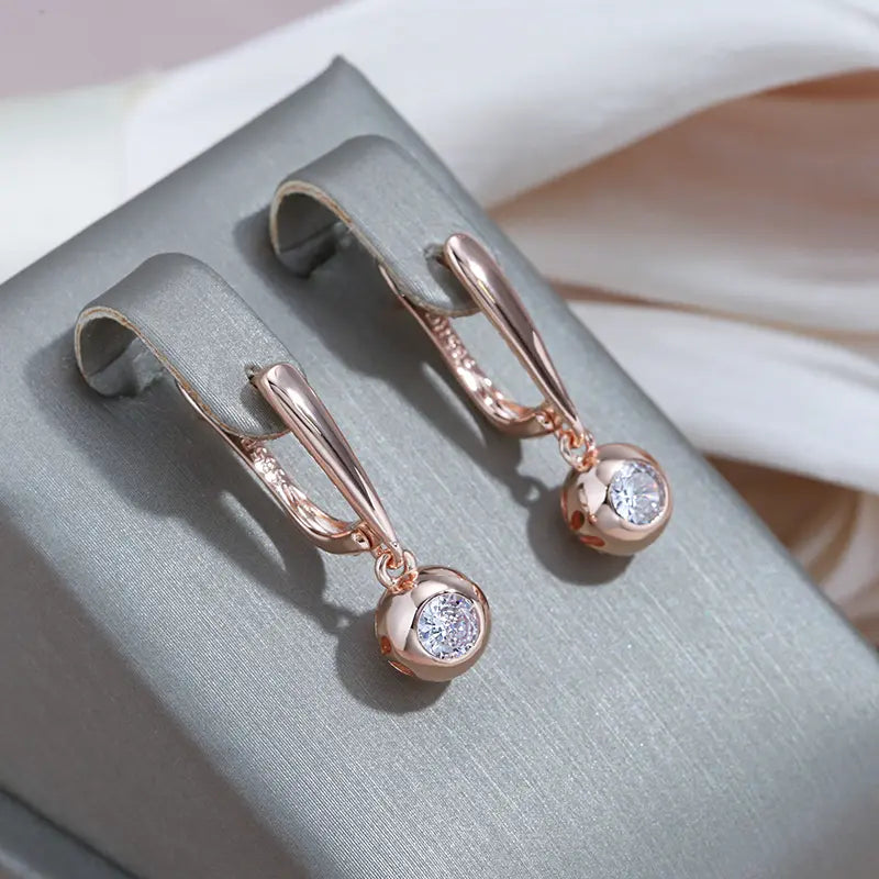 Gold Crystal Ball Earrings