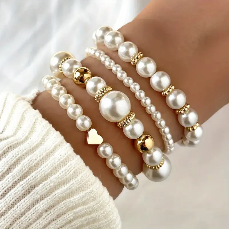 Exquisite Pearl Bracelet Set | Gold 16k