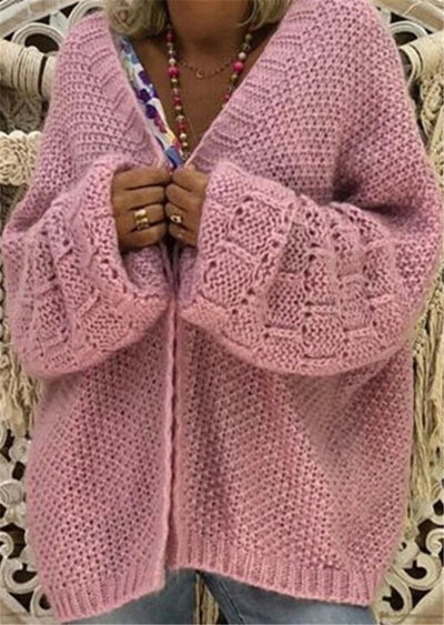 Women’s Cardigan – Chunky Knit – Oversized Fit – Open Front – Wide Sleeves – Ribbed Cuffs