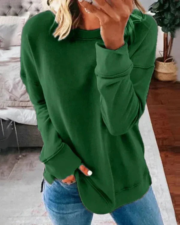 Women’s Sweatshirt – Relaxed Fit – Cotton Blend – Crew Neck Long Sleeve Casual Wear