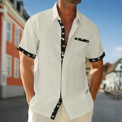 Men’s Short Sleeve Shirt – Cotton – Regular Fit – Trim Detail – Chest Pocket