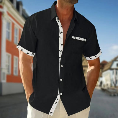 Men’s Short Sleeve Shirt – Cotton – Regular Fit – Trim Detail – Chest Pocket