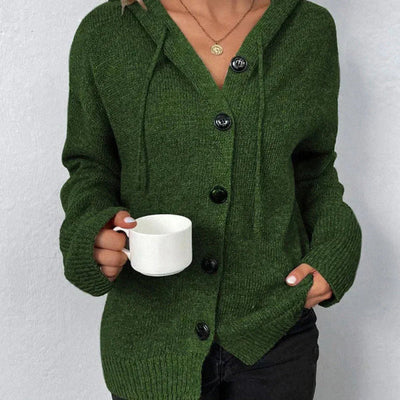 Women’s Hooded Cardigan – Oversized Fit – Knit Texture – Button Front – Ribbed Trim