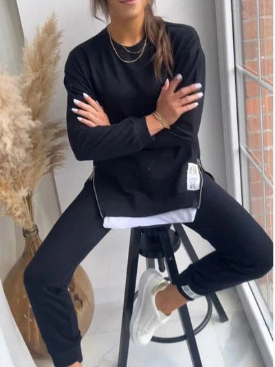 Women’s Loungewear 2- Piece Set  – Oversized Sweatshirt & Tapered Joggers – Cotton Blend Relaxed Fit