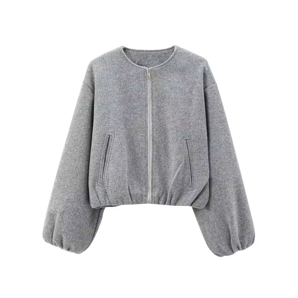 Women’s Bomber Jacket – Cropped Fit – Soft Touch Fabric – Zip Front – Relaxed Style