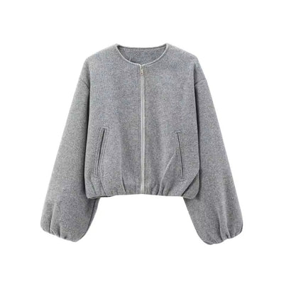Women’s Bomber Jacket – Cropped Fit – Soft Touch Fabric – Zip Front – Relaxed Style