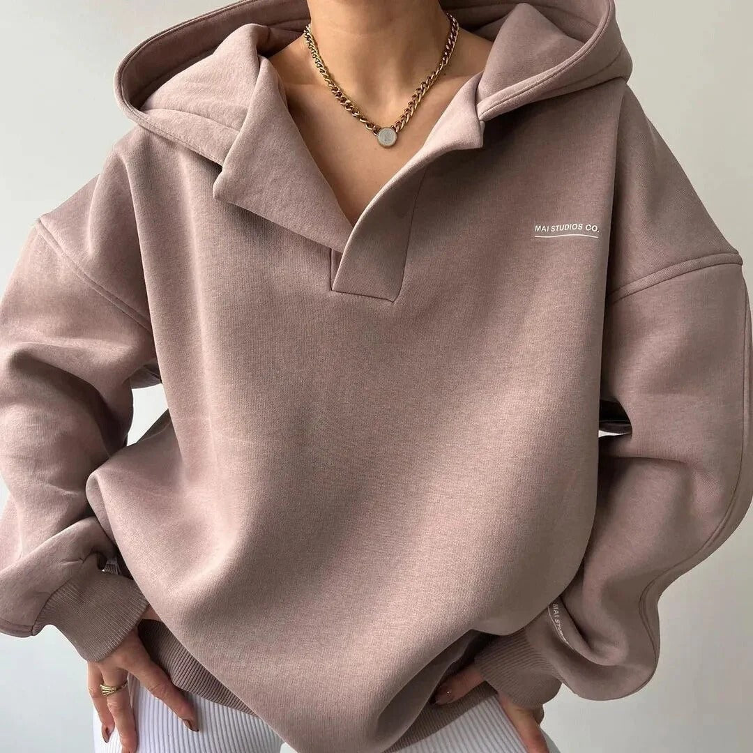 Women’s Oversized Hoodie – Cotton Blend – Drop Shoulder – Relaxed Fit – Ribbed Hem