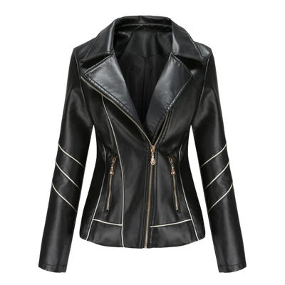 Women’s Leather Jacket – Slim Fit – Asymmetrical Zip – Notched Lapel – Biker Style