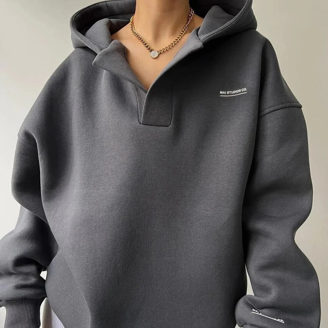 Women’s Oversized Hoodie – Cotton Blend – Drop Shoulder – Relaxed Fit – Ribbed Hem