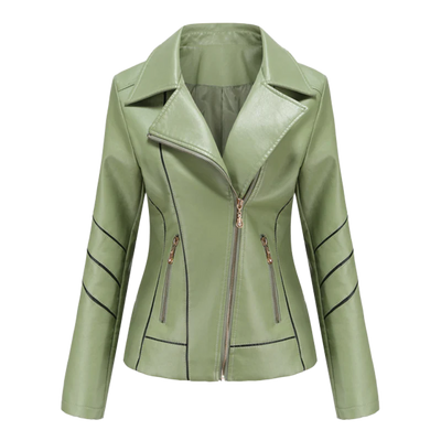 Women’s Leather Jacket – Slim Fit – Asymmetrical Zip – Notched Lapel – Biker Style