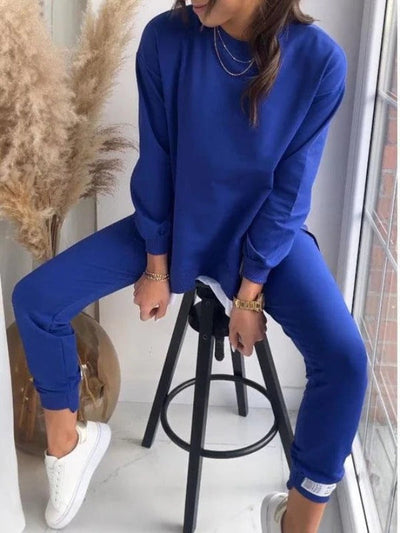 Women’s Loungewear 2- Piece Set  – Oversized Sweatshirt & Tapered Joggers – Cotton Blend Relaxed Fit