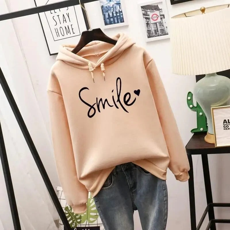 Women’s Hoodie – Relaxed Fit Fleece – Graphic Front – Ribbed Hem – Casual Wear