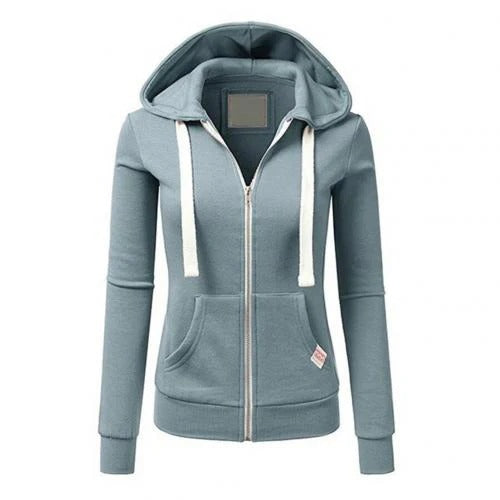 Women’s Zip-Up Hoodie – Slim Fit – Cotton Blend – Kangaroo Pocket – Ribbed Cuffs