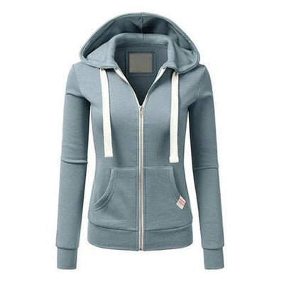 Women’s Zip-Up Hoodie – Slim Fit – Cotton Blend – Kangaroo Pocket – Ribbed Cuffs
