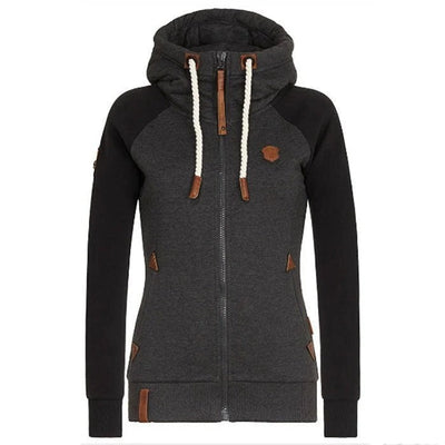 Women’s Zip-Up Hoodie – Fitted Knit – Braided Drawstring – Ribbed Cuffs – Casual Wear