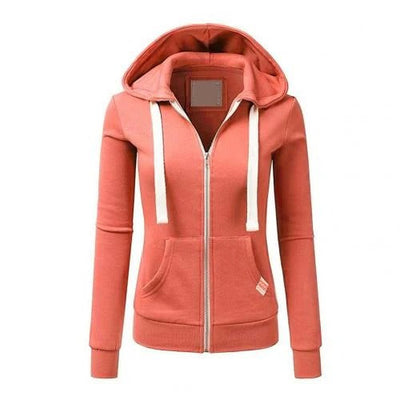 Women’s Zip-Up Hoodie – Slim Fit – Cotton Blend – Kangaroo Pocket – Ribbed Cuffs
