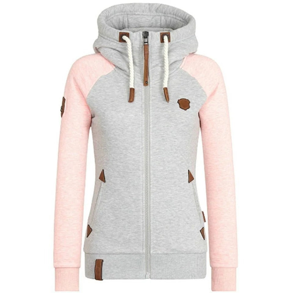 Women’s Zip-Up Hoodie – Fitted Knit – Braided Drawstring – Ribbed Cuffs – Casual Wear