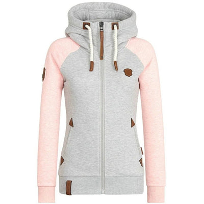 Women’s Zip-Up Hoodie – Fitted Knit – Braided Drawstring – Ribbed Cuffs – Casual Wear