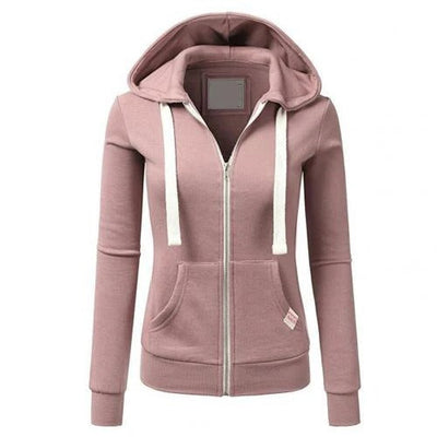 Women’s Zip-Up Hoodie – Slim Fit – Cotton Blend – Kangaroo Pocket – Ribbed Cuffs