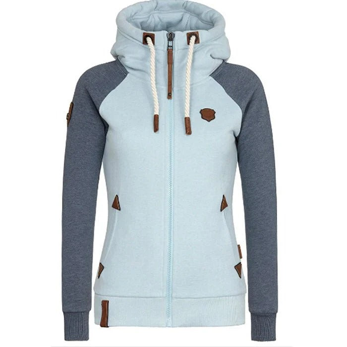 Women’s Zip-Up Hoodie – Fitted Knit – Braided Drawstring – Ribbed Cuffs – Casual Wear