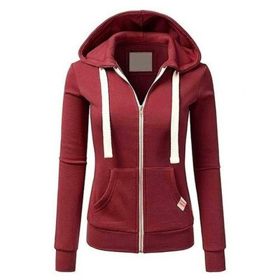 Women’s Zip-Up Hoodie – Slim Fit – Cotton Blend – Kangaroo Pocket – Ribbed Cuffs