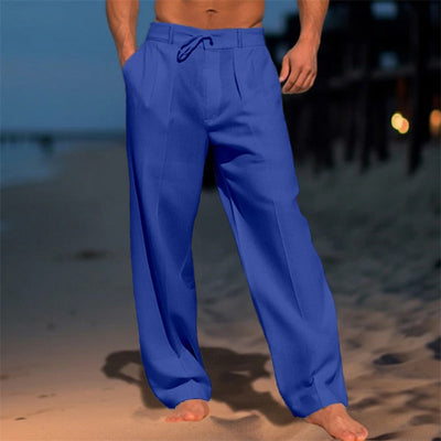 Men’s Linen Pants – Relaxed Fit – Drawstring Waist – Full Length – Side Pockets