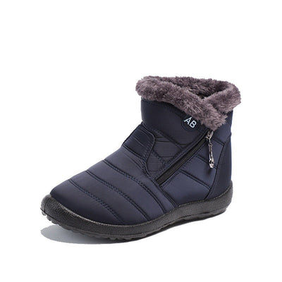 Women’s Ankle Boots – Quilted Waterproof – Faux Fur Lined – Flat Sole – Side Zipper