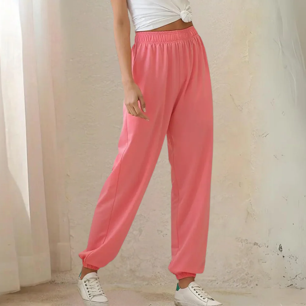 Women’s Jogging Pants – Relaxed Fit – Cotton Blend – Elastic Waist – Cuffed Ankles – Pockets