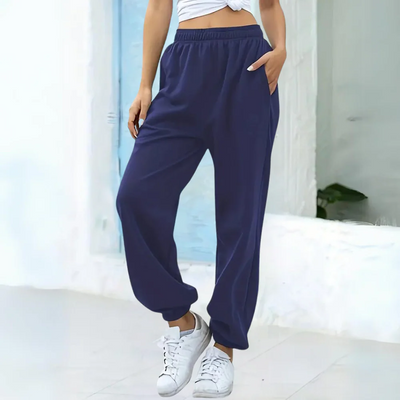 Women’s Jogging Pants – Relaxed Fit – Cotton Blend – Elastic Waist – Cuffed Ankles – Pockets