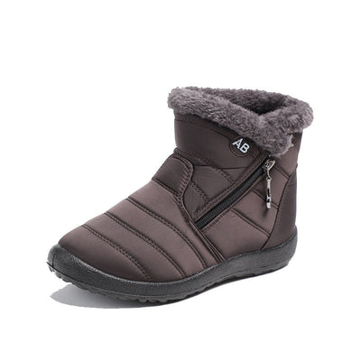 Women’s Ankle Boots – Quilted Waterproof – Faux Fur Lined – Flat Sole – Side Zipper