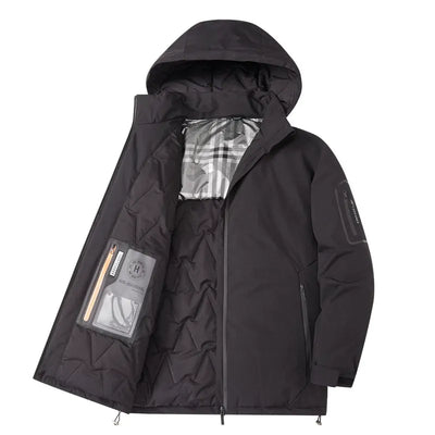 Men’s Hooded Jacket – Padded Cotton Blend – Loose Fit – Zipper Front – Outdoor Casual