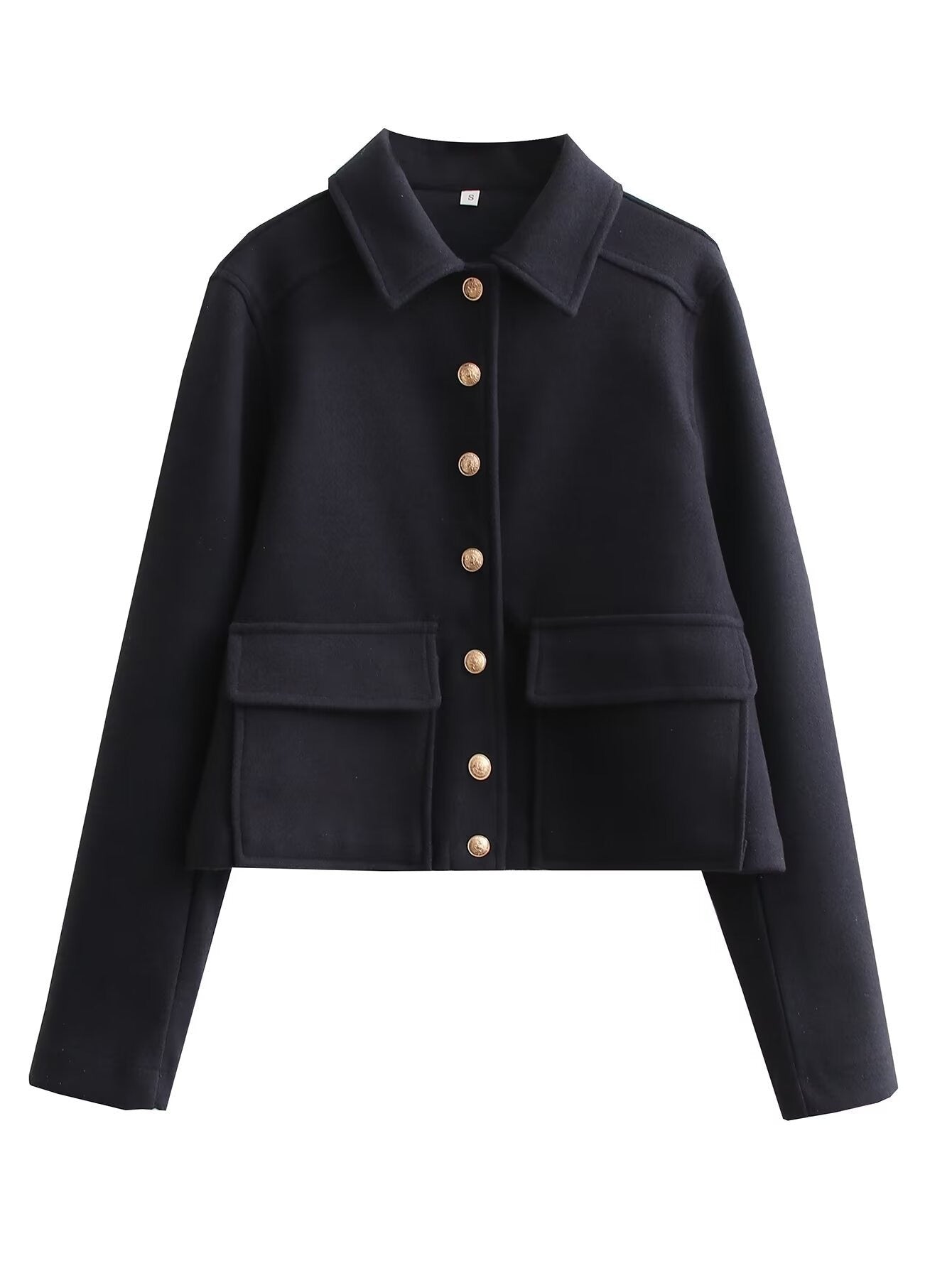 Women’s Bomber Jacket – Cropped Fit – Wool Blend – Button Front – Structured Collar