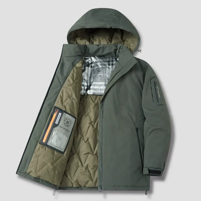Men’s Hooded Jacket – Padded Cotton Blend – Loose Fit – Zipper Front – Outdoor Casual