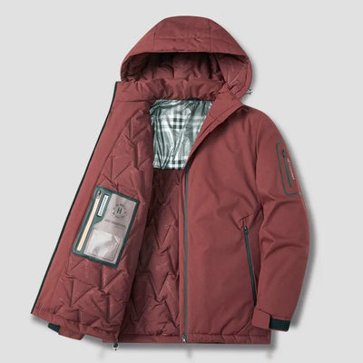 Men’s Hooded Jacket – Padded Cotton Blend – Loose Fit – Zipper Front – Outdoor Casual
