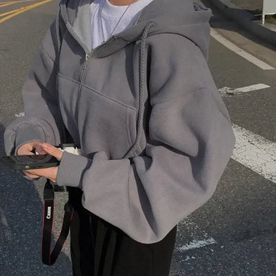 Women’s Hoodie – Oversized Fit – Fleece Feel – Zip Up – Kangaroo Pocket – Casual Style
