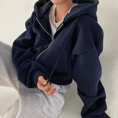 Women’s Hoodie – Oversized Fit – Fleece Feel – Zip Up – Kangaroo Pocket – Casual Style