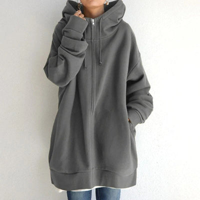 Women’s Hoodie – Oversized Fit – Plush Cotton Feel – Full Zip – Long Sleeve Casual