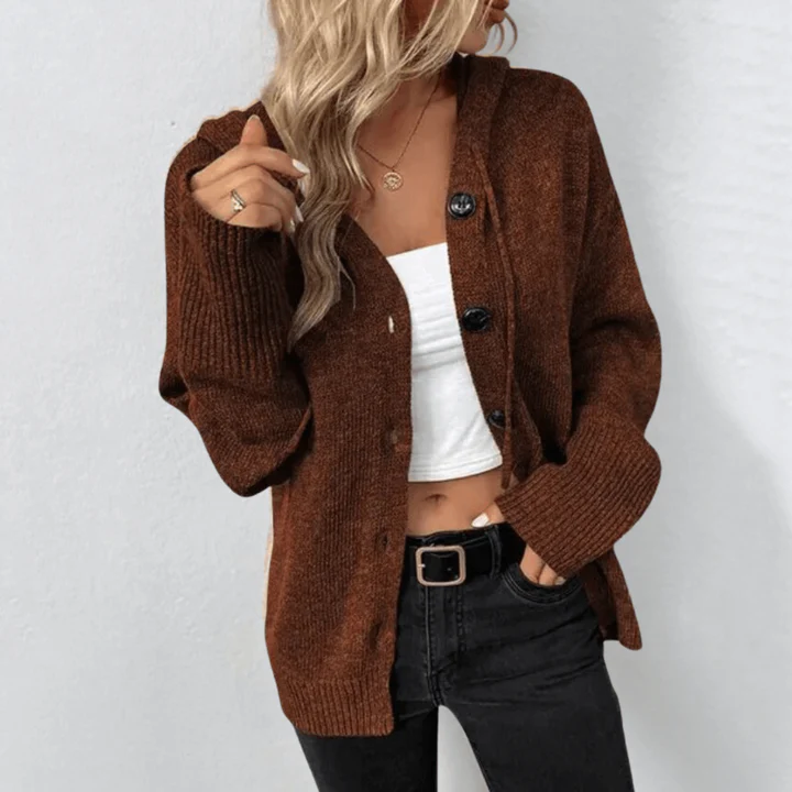 Women’s Cardigan – Wool Knit – Relaxed Fit – Button Front – Ribbed Trim – Long Sleeve