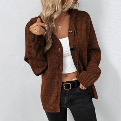 Women’s Cardigan – Wool Knit – Relaxed Fit – Button Front – Ribbed Trim – Long Sleeve